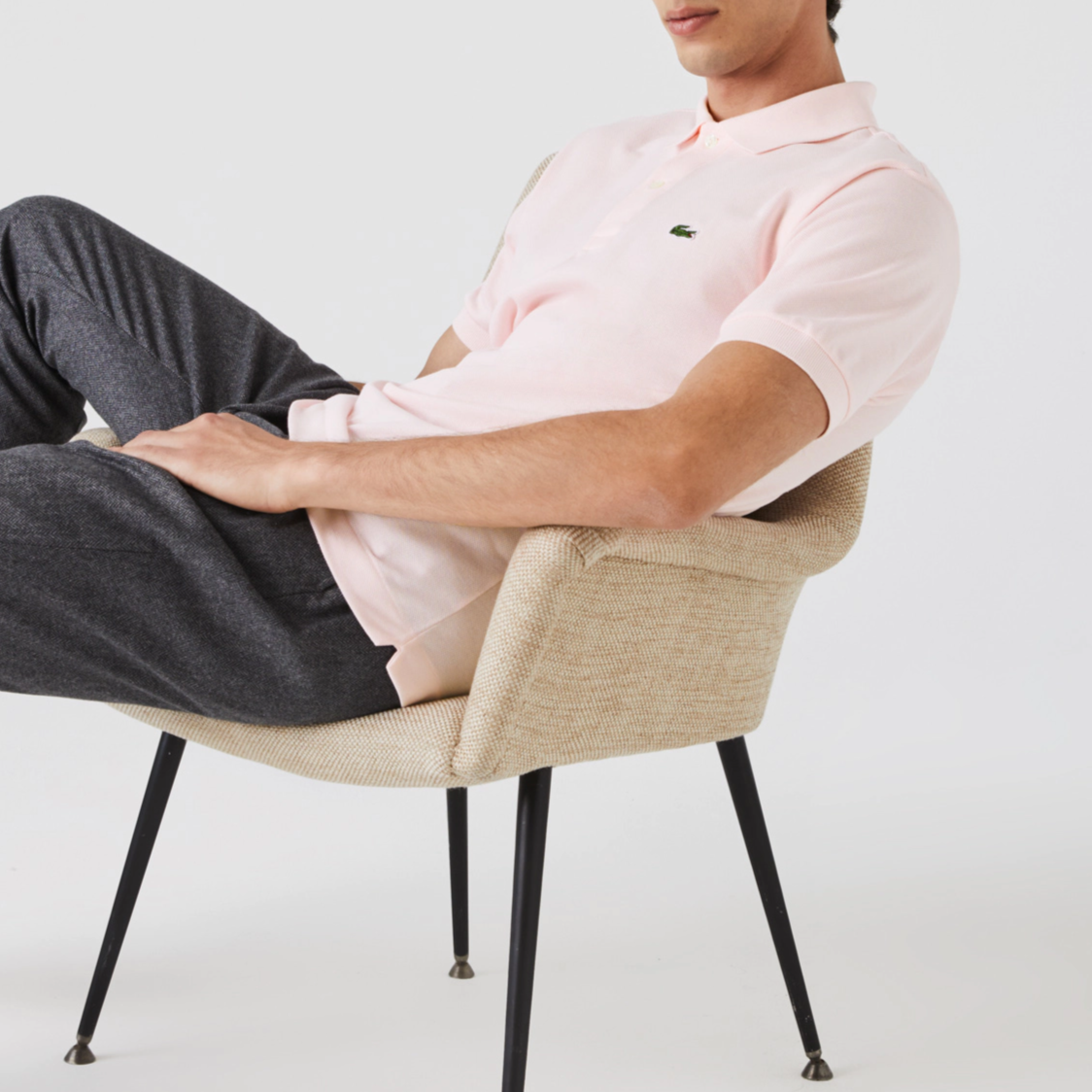 Camisa Gola Polo Lacoste Regular Fit Rosa Bebê