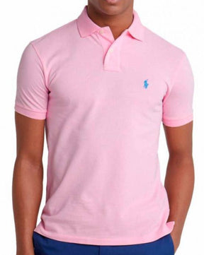 Camisa Gola Polo Ralph Lauren Masculina Custom Fit - Rosa Bebê