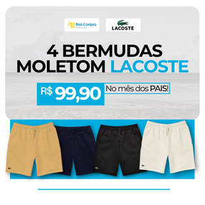 KIT 4 Bermudas Moletom Lacoste PREMIUM