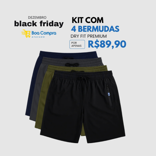 Kit 4 Bermudas Dry Fit