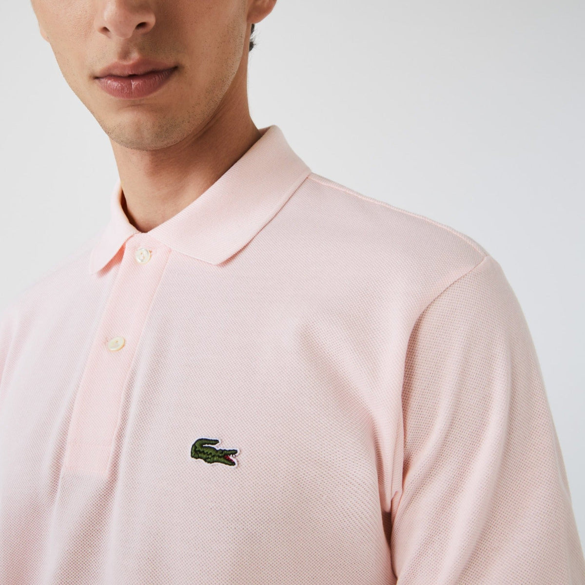 Camisa Gola Polo Lacoste Regular Fit Rosa Bebê