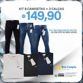 Kit 3 Camisetas e 3 Calças Jeans Lacoste