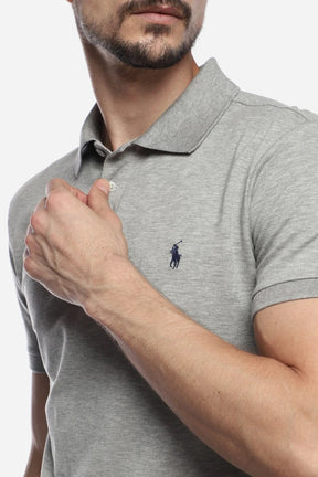 Camisa Gola Polo Ralph Lauren Masculina Custom Fit - Cinza